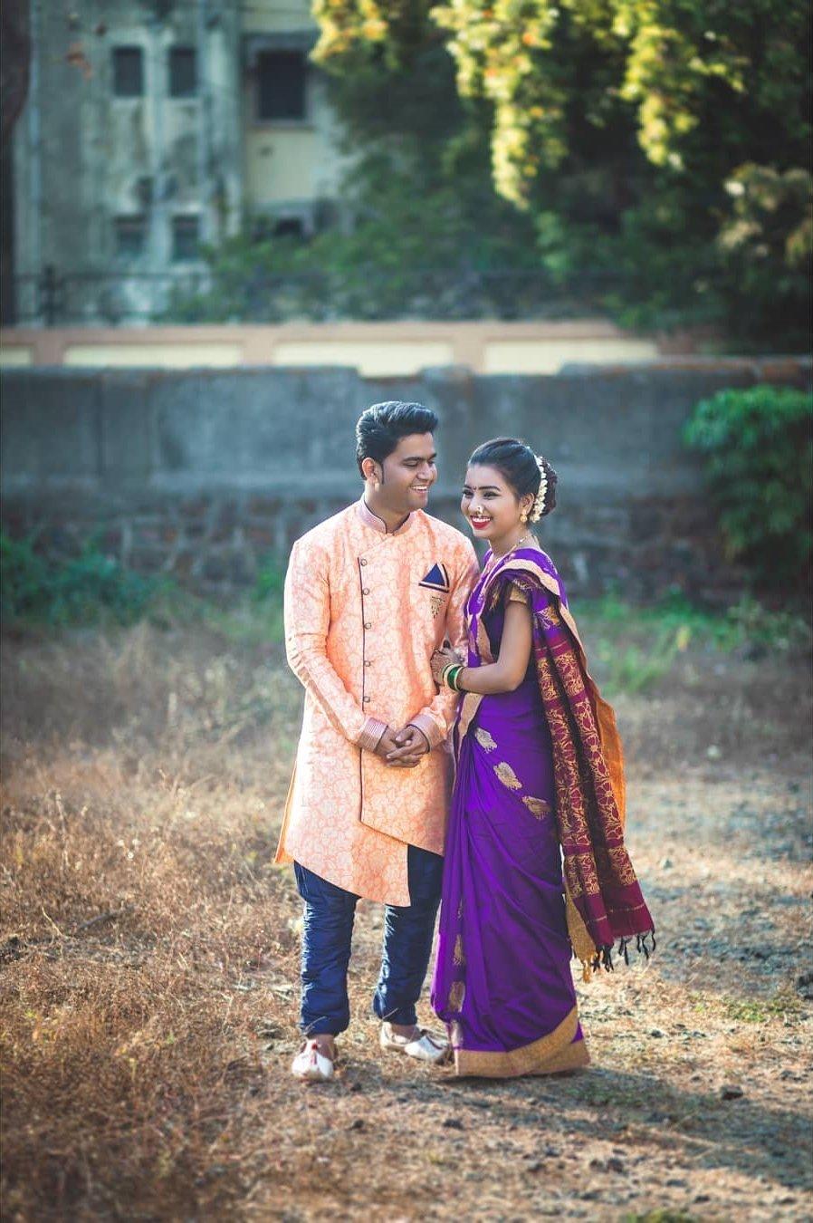 Marathi wedding couple clearance dress