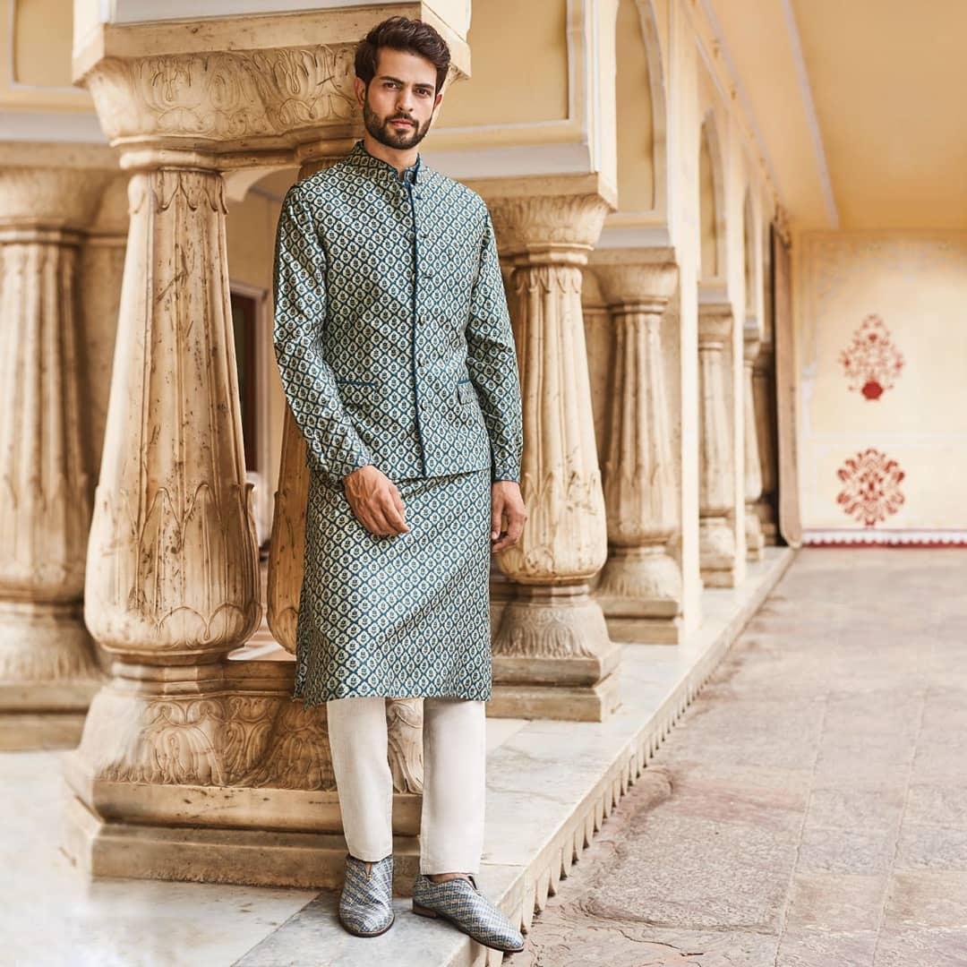 Mens kurta hotsell with jacket