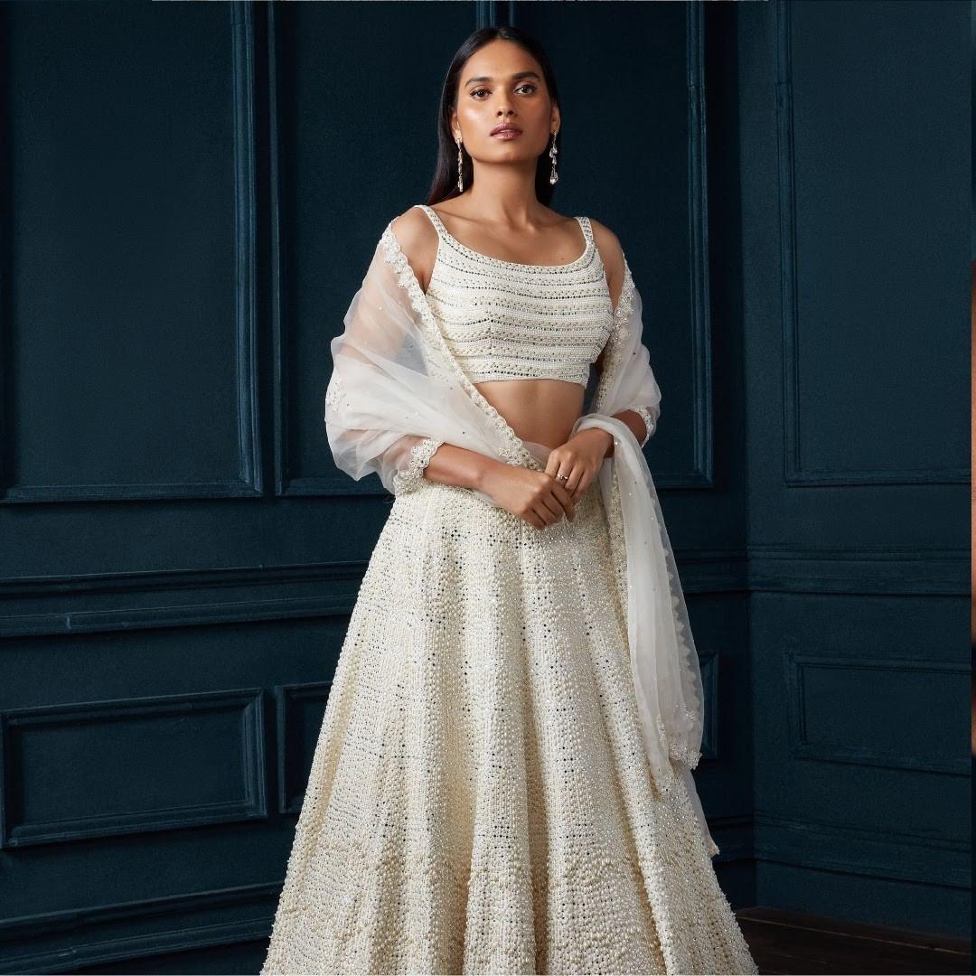 Buy Off-White Raw Silk Lehenga For Women Online