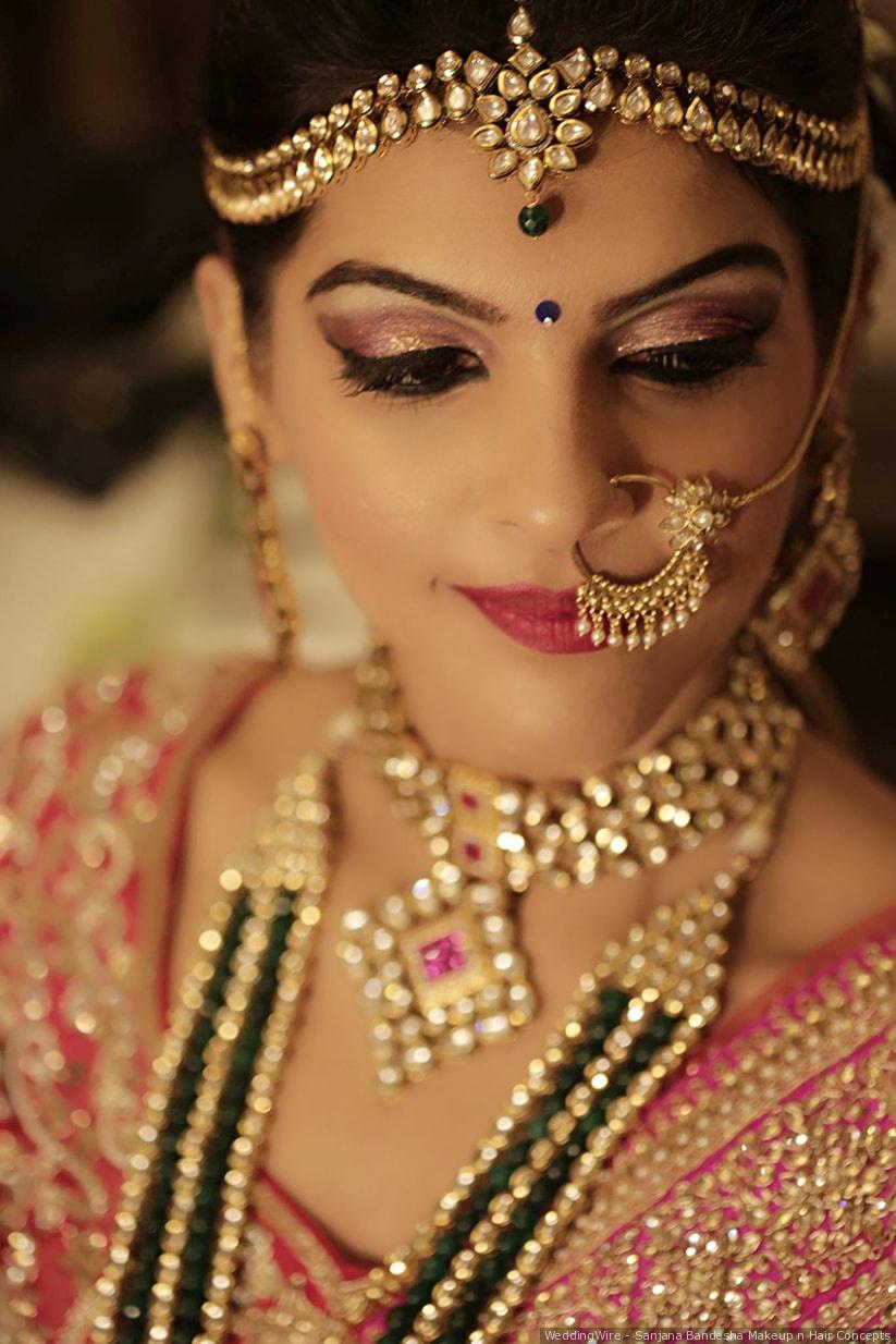 Bronzed Makeup Look for Engagement in Lehenga - engagement look for bride | Engagement  makeup, Hairstyles for gowns, Hair style on saree