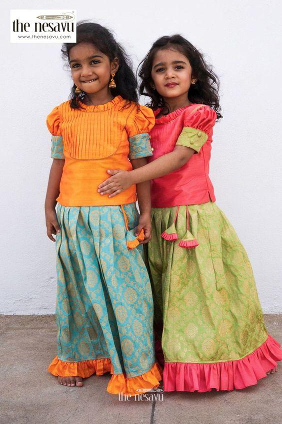 Amazon.com: Pattu Pavadai New Born Baby Kids Lehenga Traditional Silk  lehanga Choli South Indian Pavadai Set Size (0 Months - 6 Months):  Clothing, Shoes & Jewelry