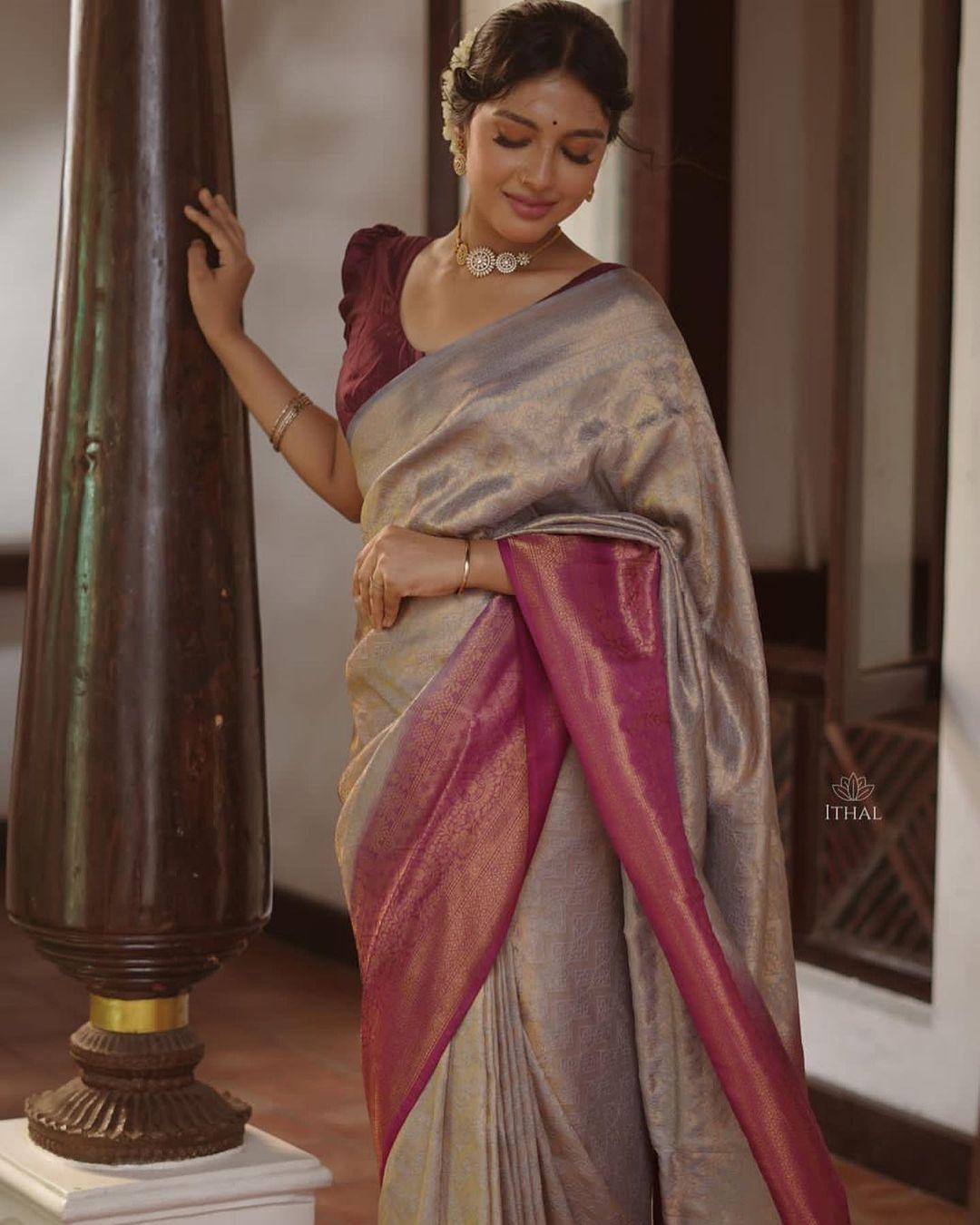 Maroon organza silk saree with price | Kiran's Boutique