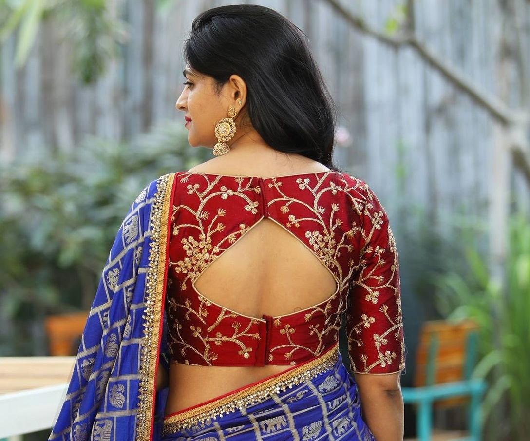 simple saree blouse back neck designs