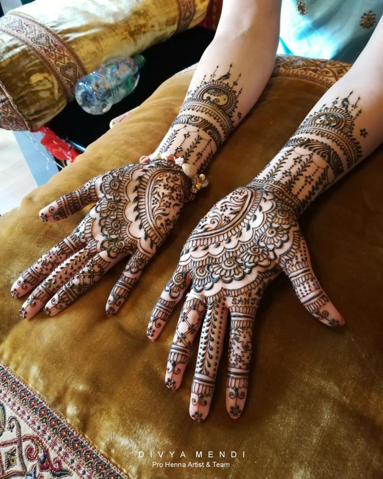 Divine Intricacy Half and Half Mehndi Design