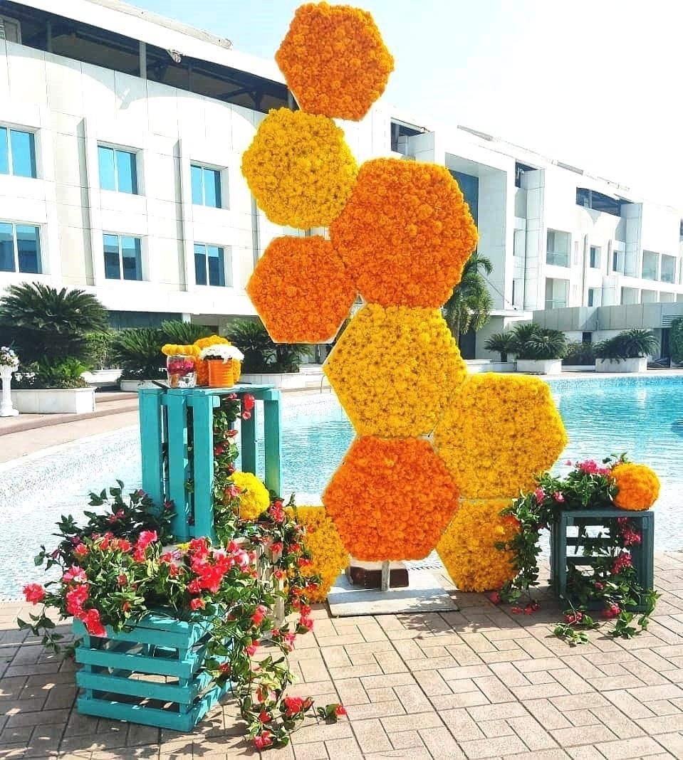 Haldi Photobooth with Marigold Flowers