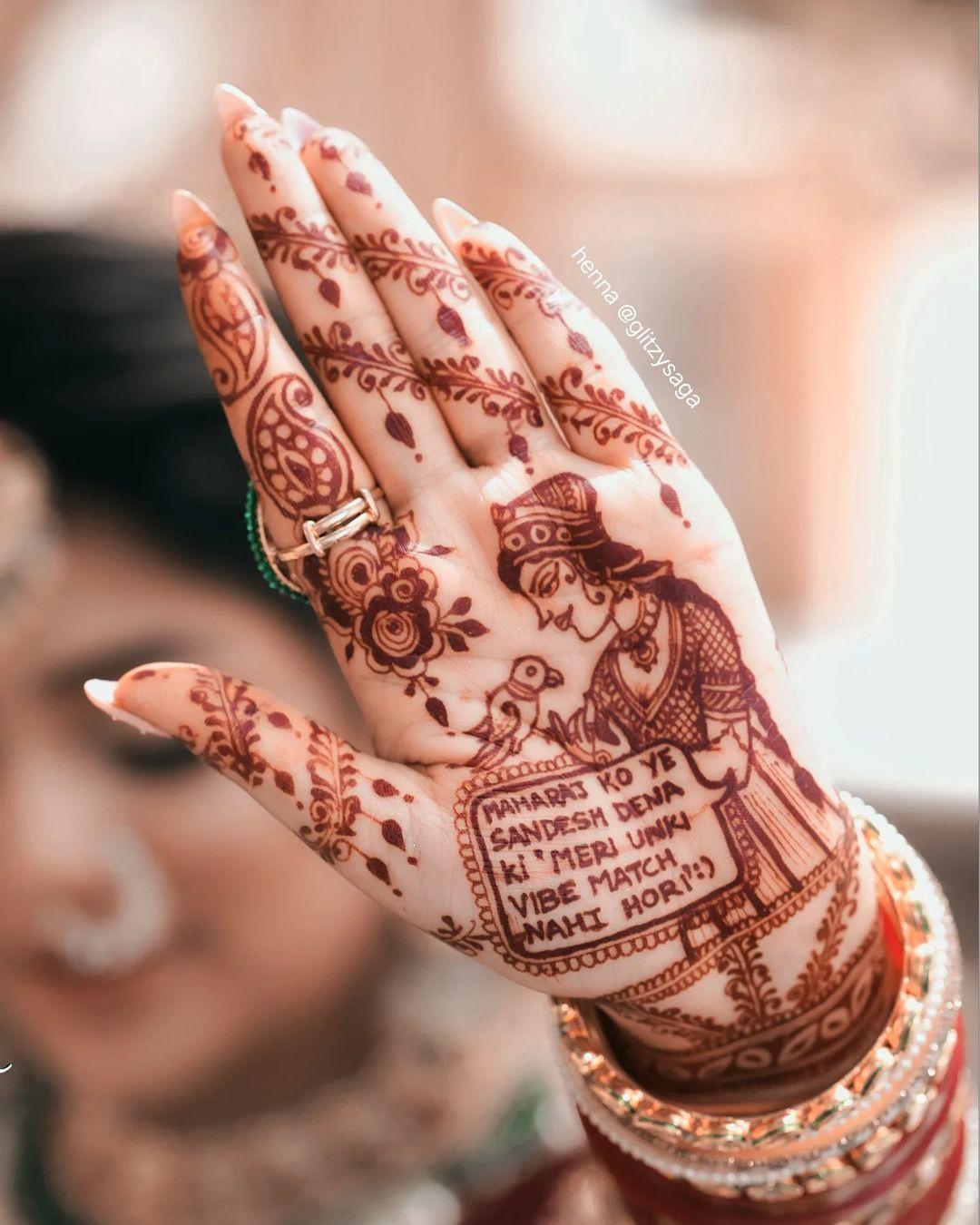 she has written Henna, but nice way to write your spouse name! | Pretty henna  designs, Henna tattoo, Henna