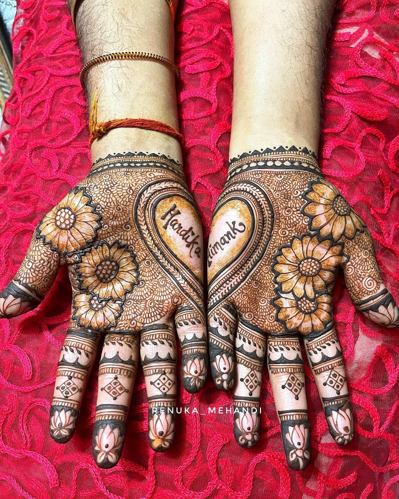 Regal Romance Half and Half Mehndi Design