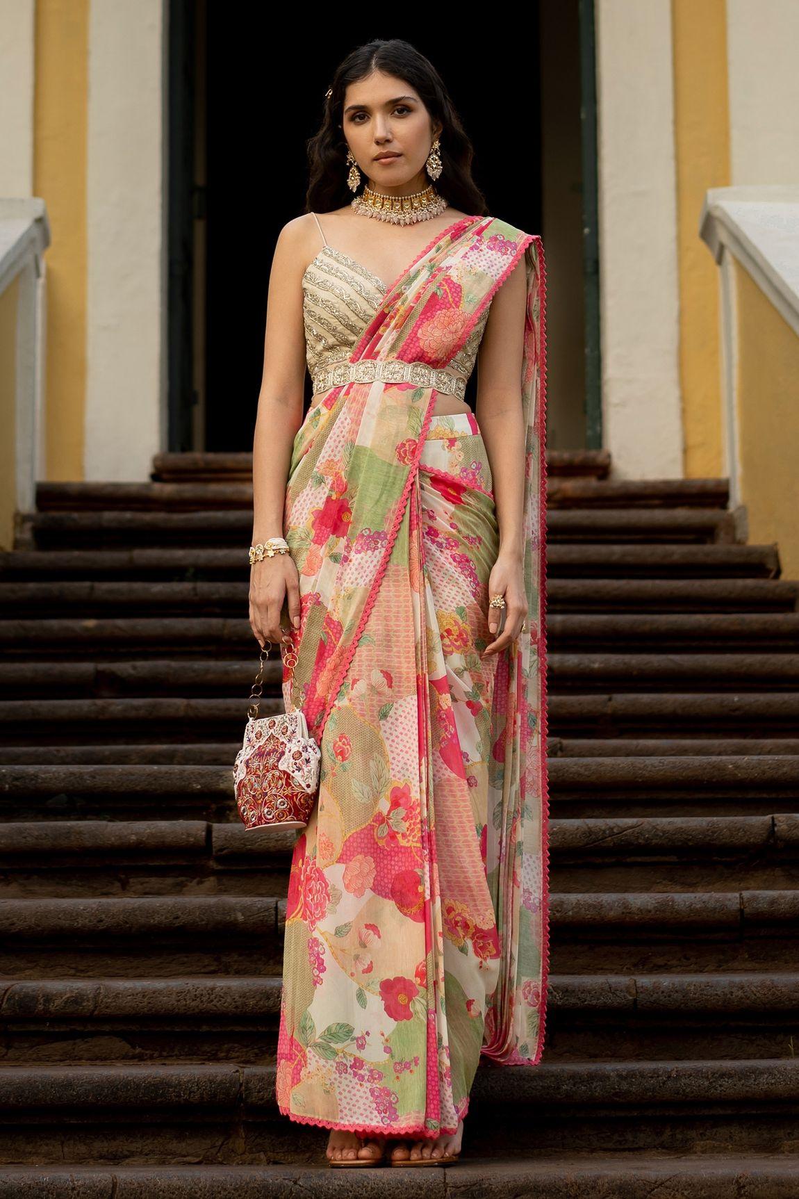 Wrap It Around The Neck - Saree Draping Style  Saree draping styles, Saree  trends, Modern saree