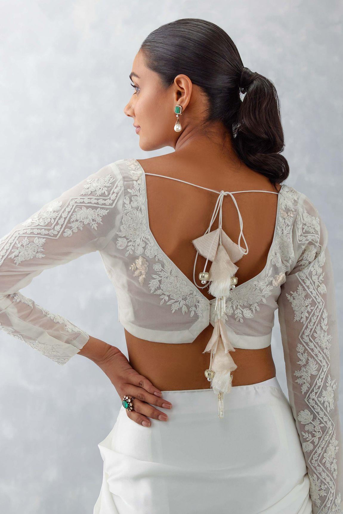 Blouse back neck outlet designs with lace