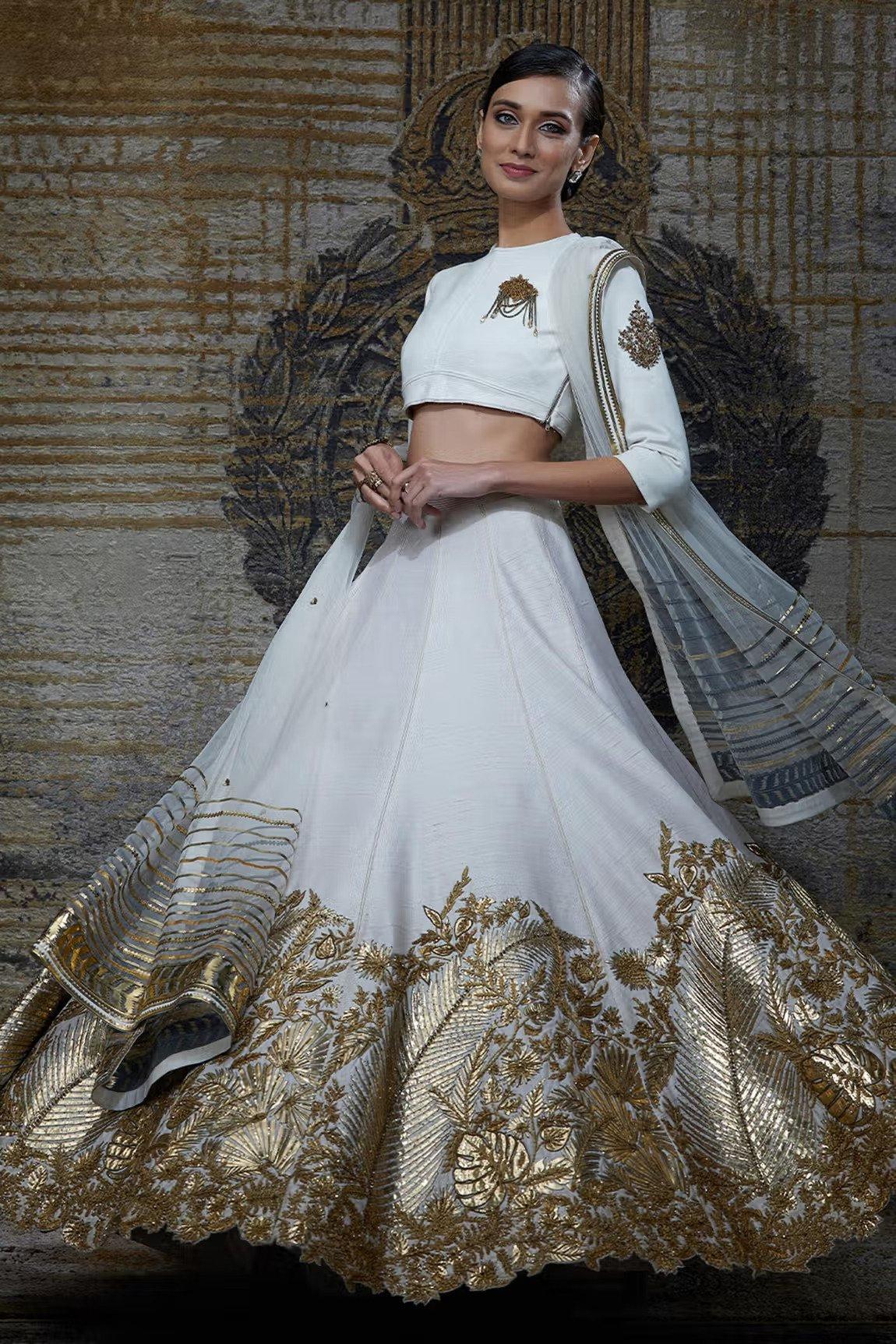 Tradition Dori Embroidery Bridal Lehenga Choli In Off White