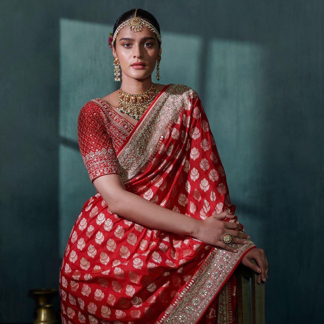 Buy Dusty Peach Net Wedding Wear Sequins Work Saree Online From Wholesale  Salwar.
