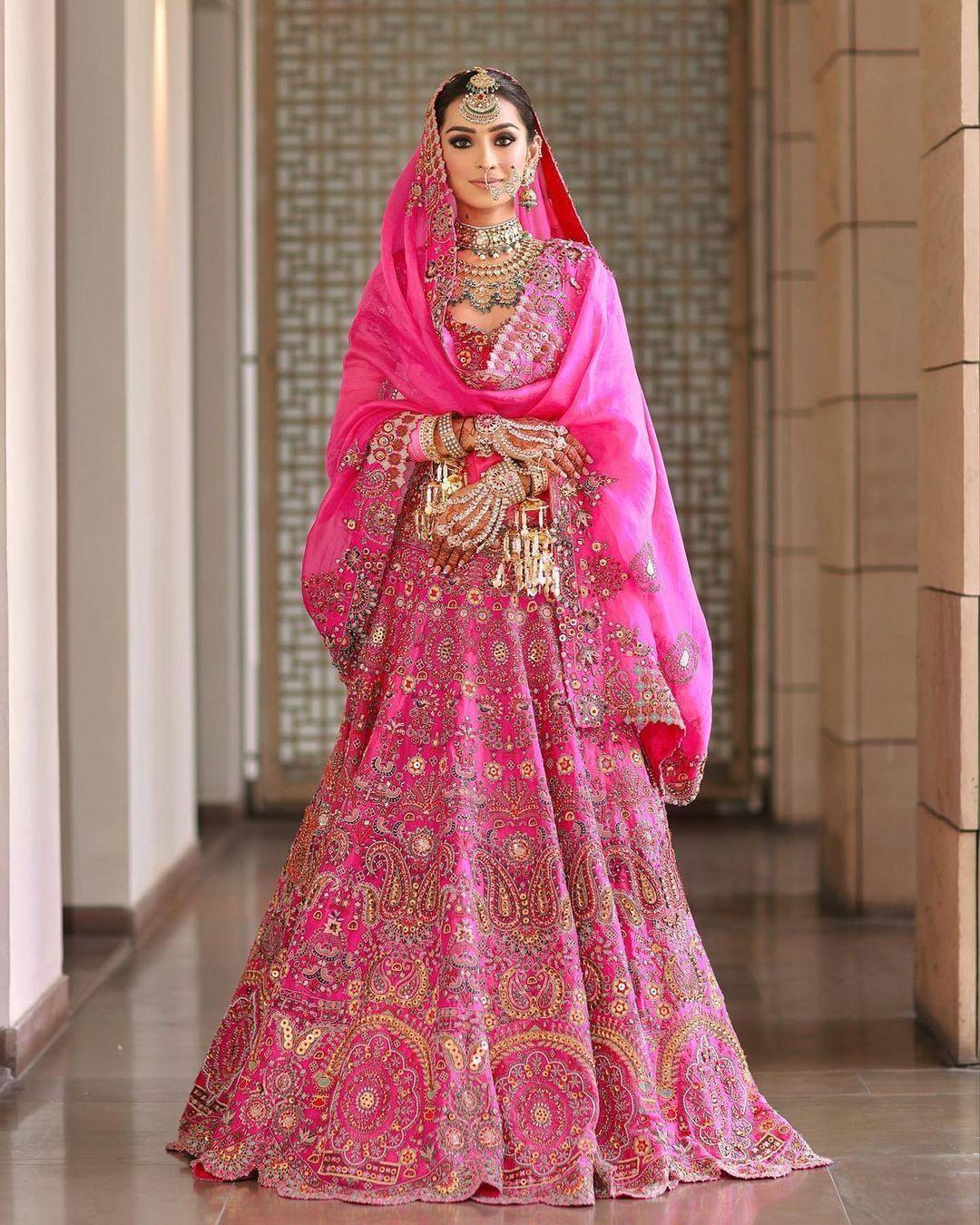 Heavy Embroidery With Hand Work Velvet Pink Wedding Lehenga Choli Soft Net  Dupatta UK - LC4356