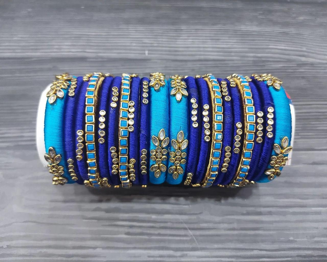 Royal blue sale silk thread bangles