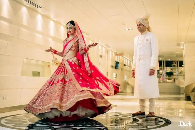 Semi-Stitched Red & Ivory Designer Wedding Sherwani and Lehenga combo