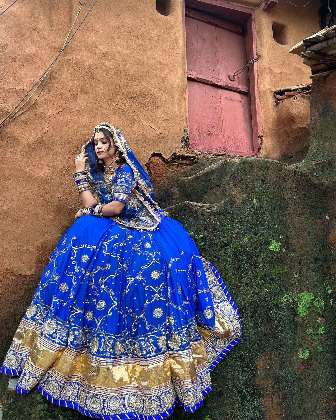 Royal Blue Rajput Wedding Dress for Bride