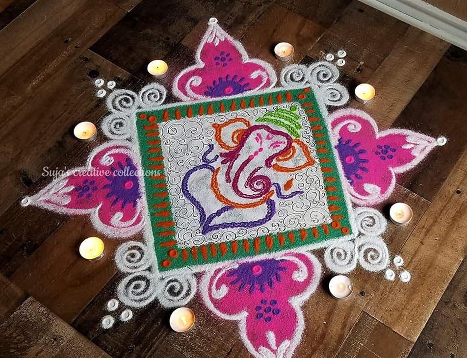 Diy Easy Ganpati Rangoli Designs 5424