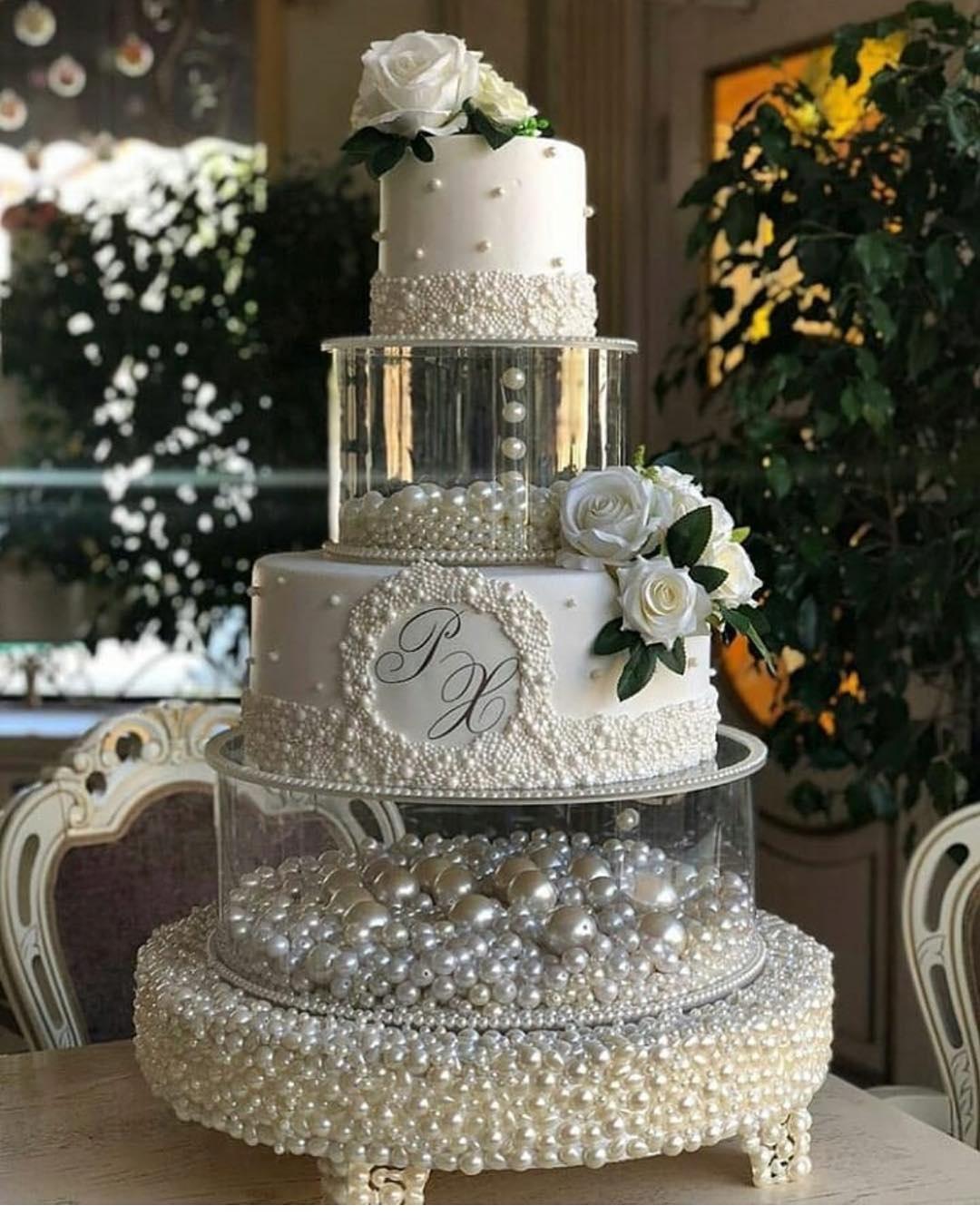 12 Inch Silver Rhinestone Wedding Cake Stand