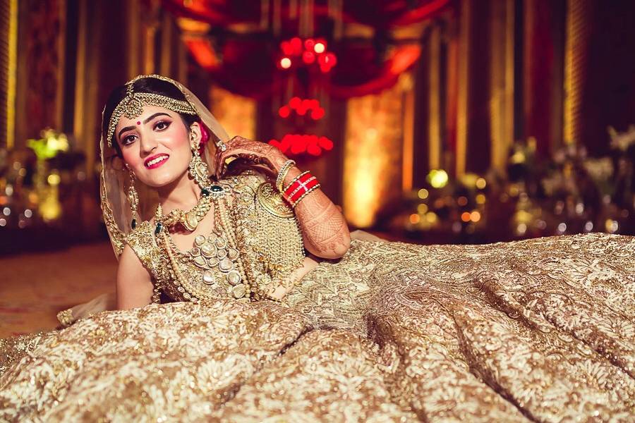 Buy Golden Bridal Lehenga for Women Online from India's Luxury Designers  2023