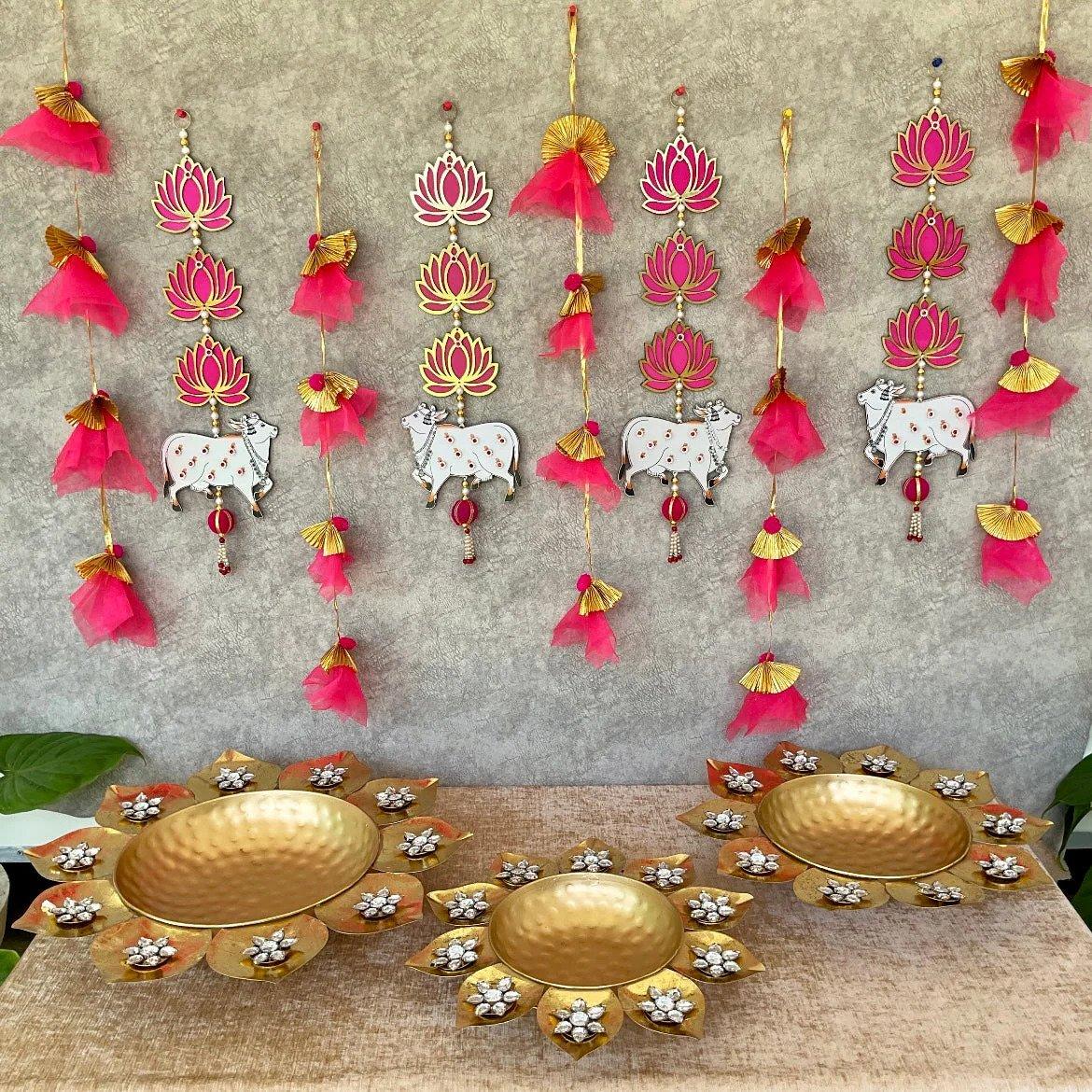 Pichai Cow and Lotus Wall Hanging Design for Diwali