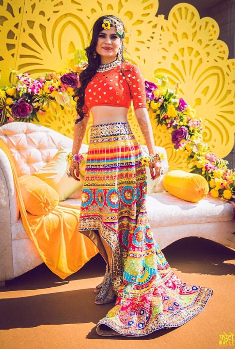 Multi Color Lehenga Style Velvet Blouse For Mehndi, Sangeet Buy Online-vietvuevent.vn