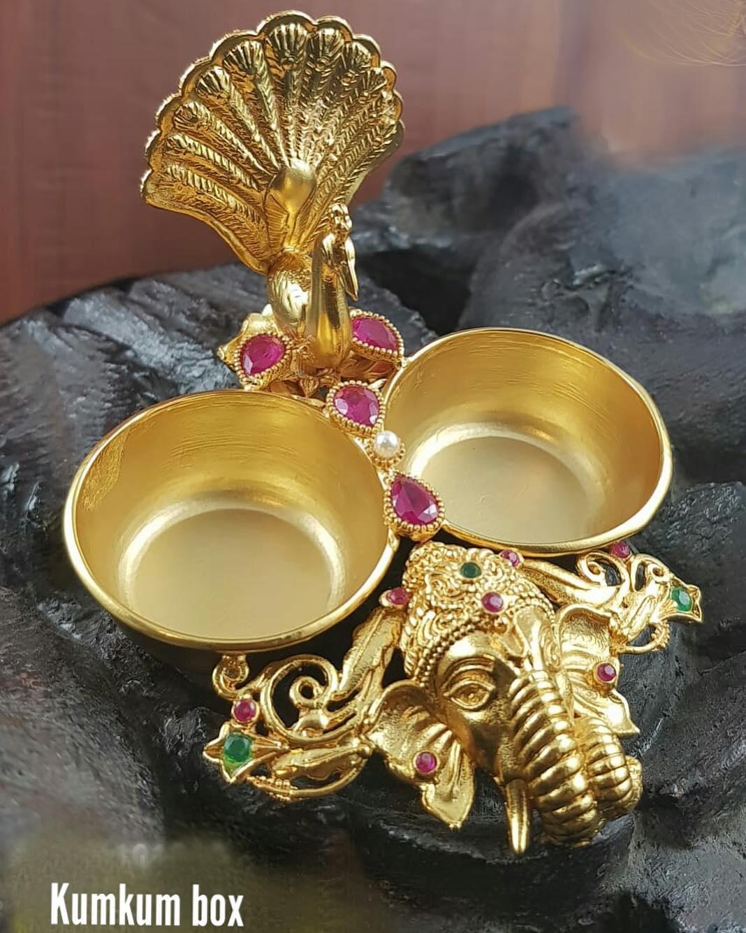 Set of 5 Haldi Kumkum Holder Tilak Box Kankavati for Indian Traditional Festival Gift Return Gifts Wedding Gift Decorative Pooja puja Item Kit Décor Decorations 2.5” to 4”