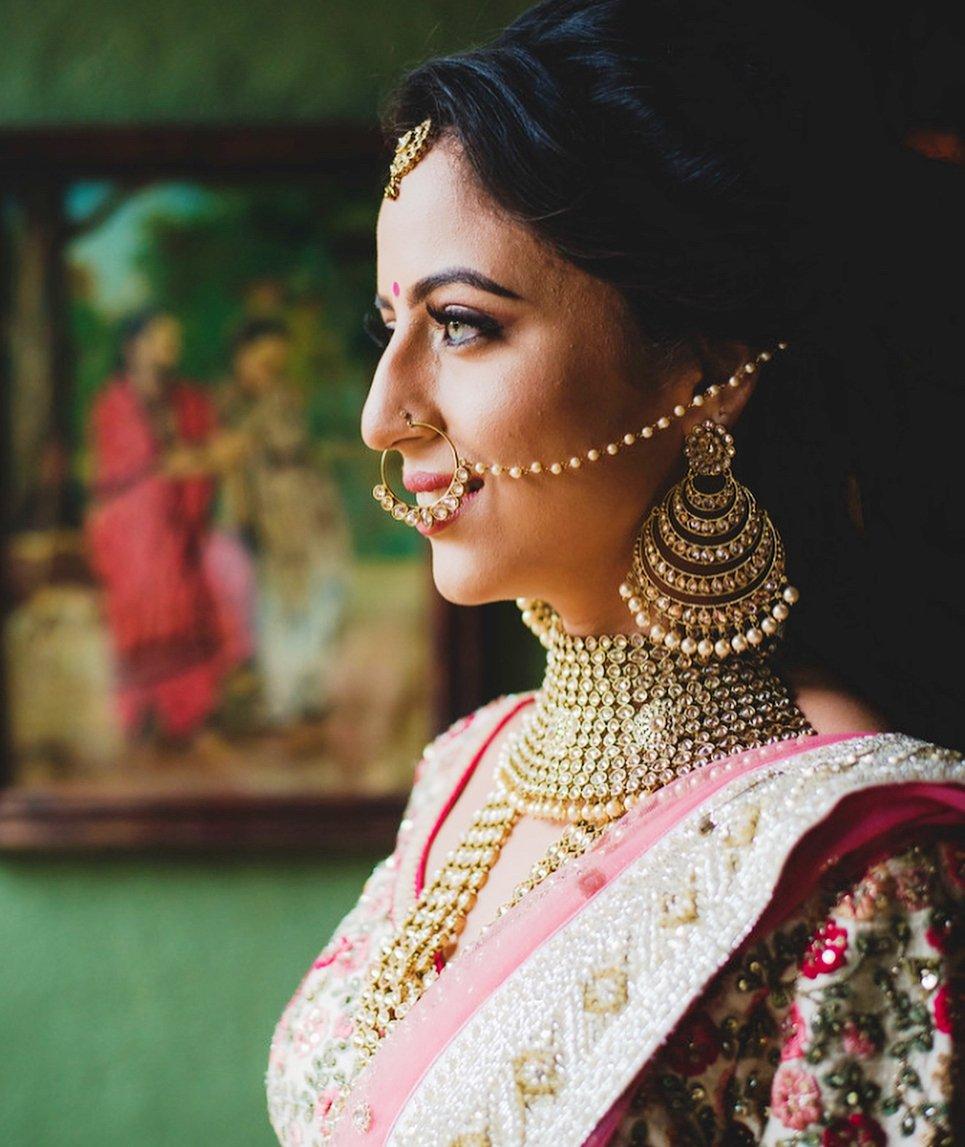 Buy South Indian Gold Traditional Big Earrings for Wedding