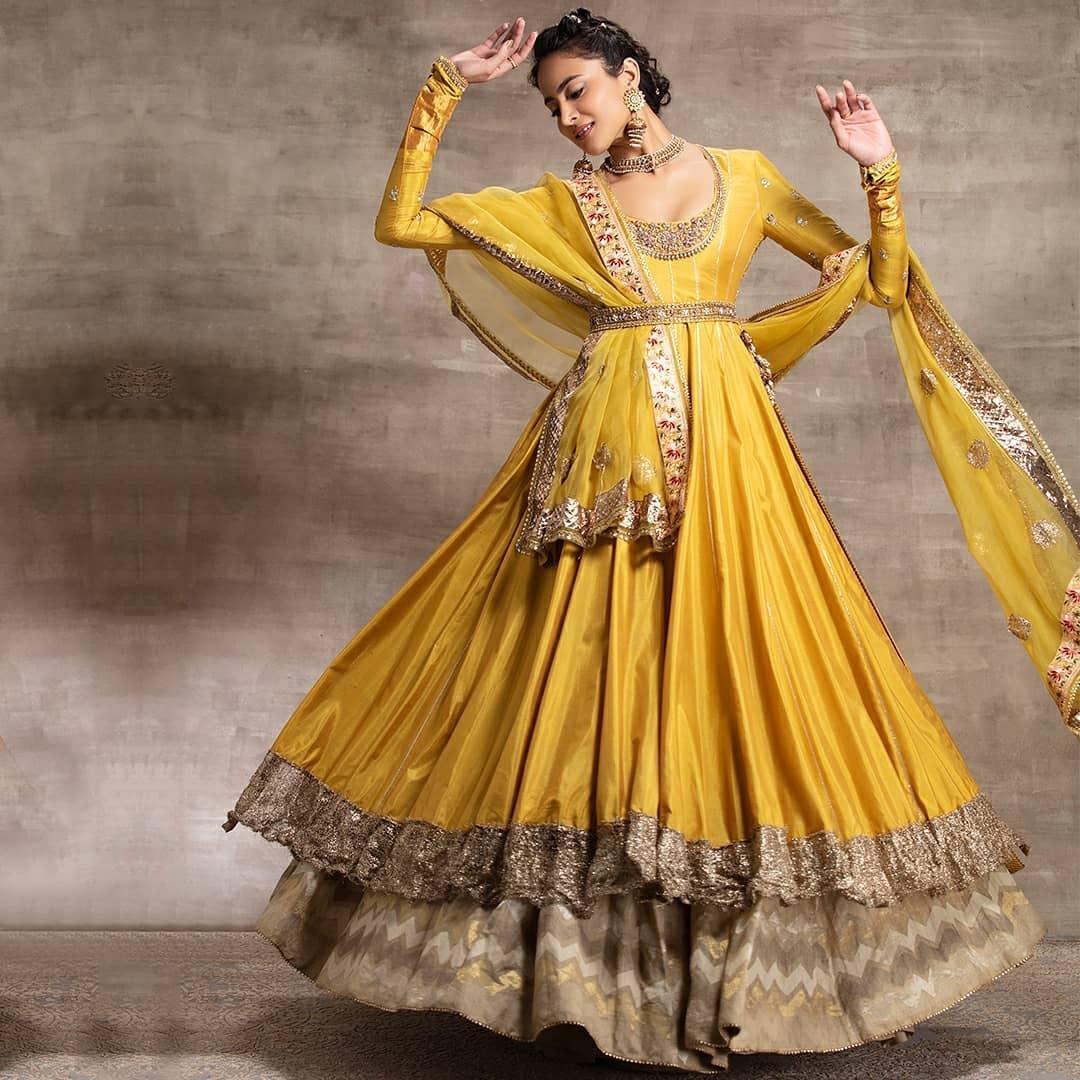 celebrity lehenga designs for engagement with low price lancha dress |  Bollywood style dress, Indian dresses, Indian outfits