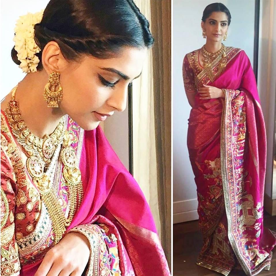 Pink Bridal Heavy Border Saree With Zari Woven Motifs Latest 4866SR03