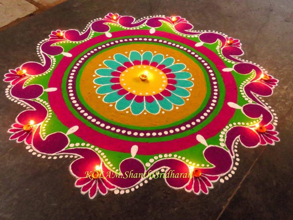 Simple Rangoli for Diwali with Mandala 