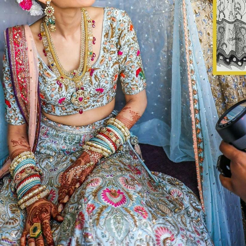 Breathtaking Sky Blue Net Wedding Lehenga Choli with Dupatta -Inddus. –  Inddus.com