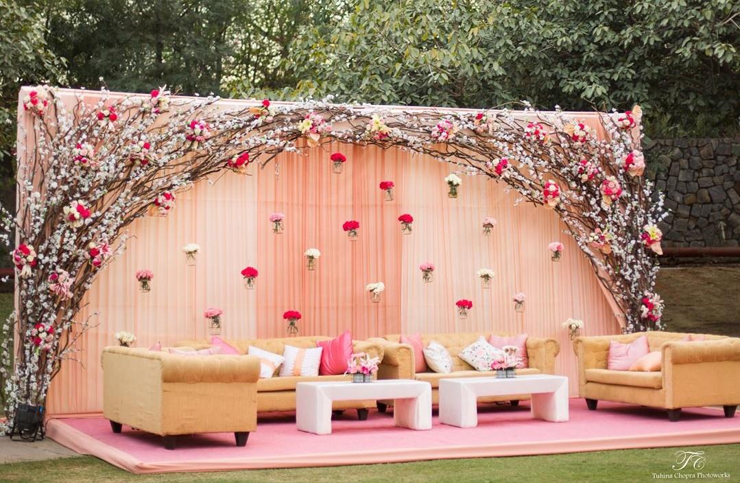 stage decoration with paper flowers