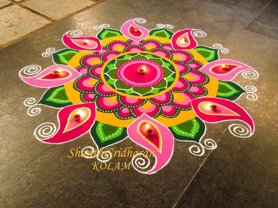 Simple Rangoli for Diwali with Mandala 