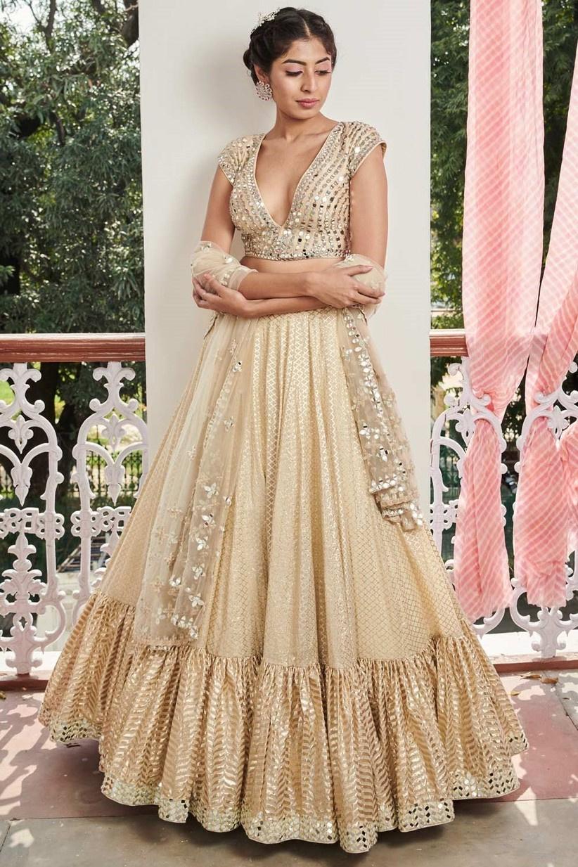 TRENDMALLS Women's Embroidered Georgette Lehenga Choli for Women II White  Lehenga II II Designer II New I Bridal II Bollywood II Letest II Stylish II  Lehenga Choli for women II Free Size :