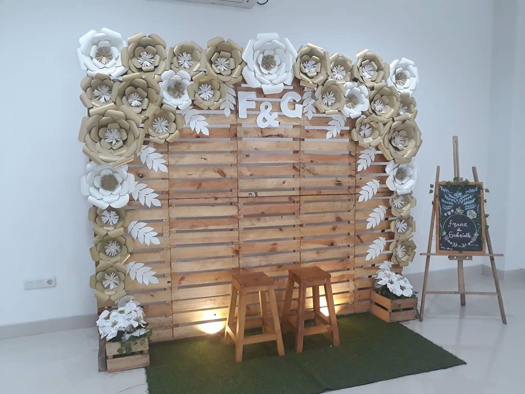 stage decoration with paper flowers