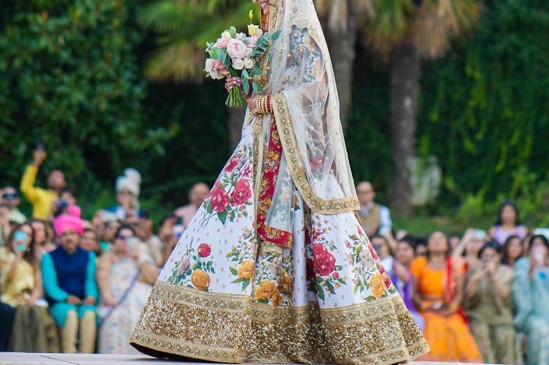 Floral lehenga for outlet wedding