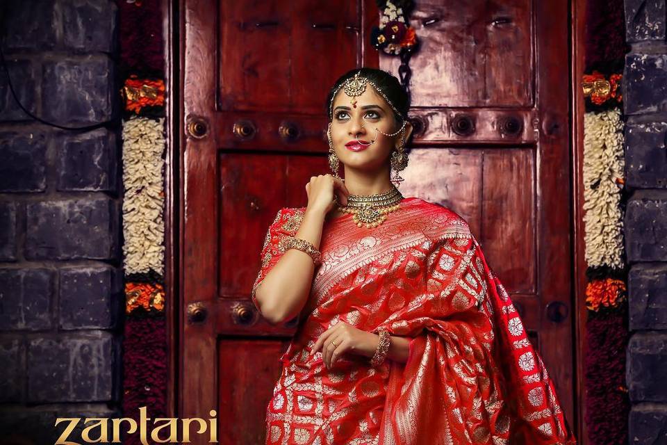 Banarasi Silk Red Designer Bridal Saree