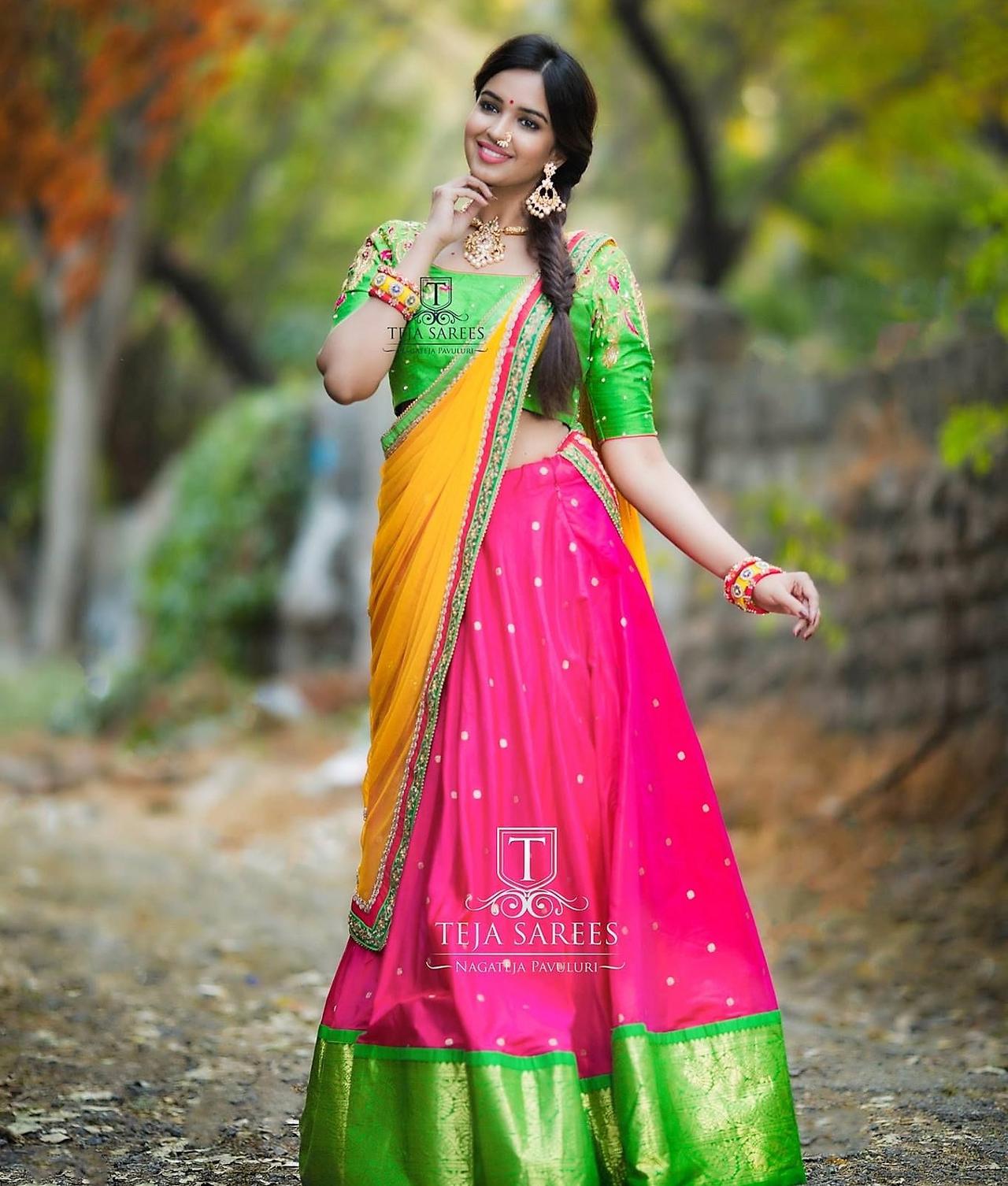 12 Trending Half Sarees for Special Occasions - Candy Crow