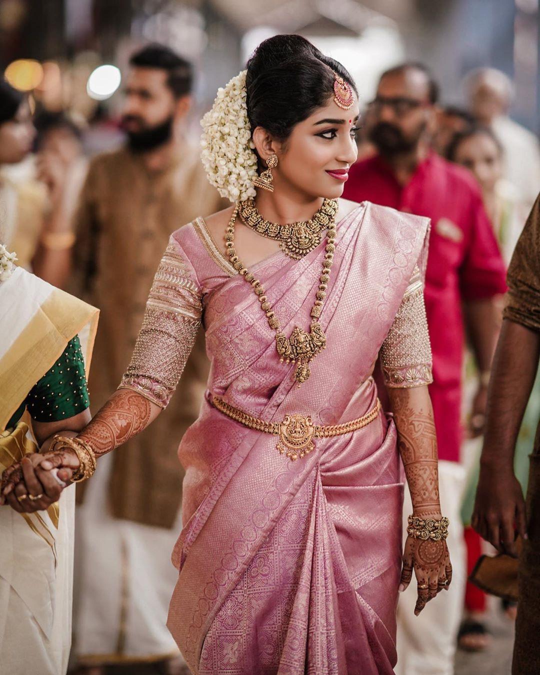 71267 Kerala Traditional Dress Wedding Stories By Hari Powder Pink Silk Saree 