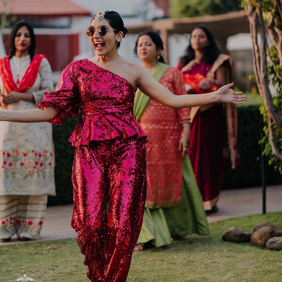 GIRLS MEHNDI OUTFIT Green SHIRT Yellow SHARARA | Areeba's Couture