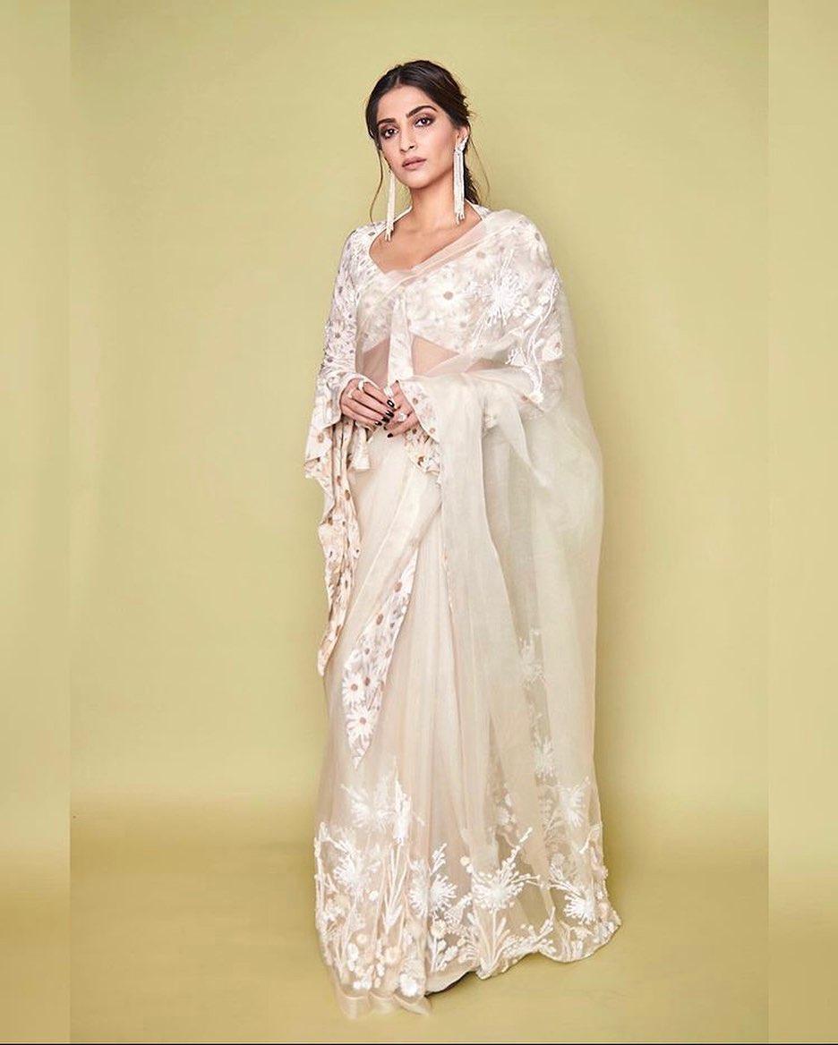 Sonam Kapoor's blush pink organza saree is one to bookmark this