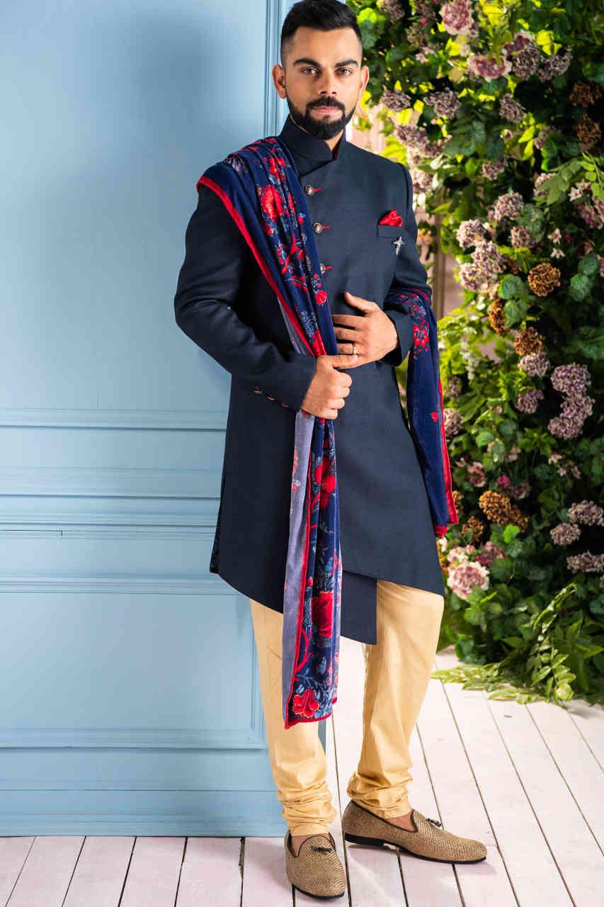 Buy Manyavar Men Blue Full Sleeve Kurta Paired with Churidar & Nehru Jacket  Online at Low Prices in India - Paytmmall.com