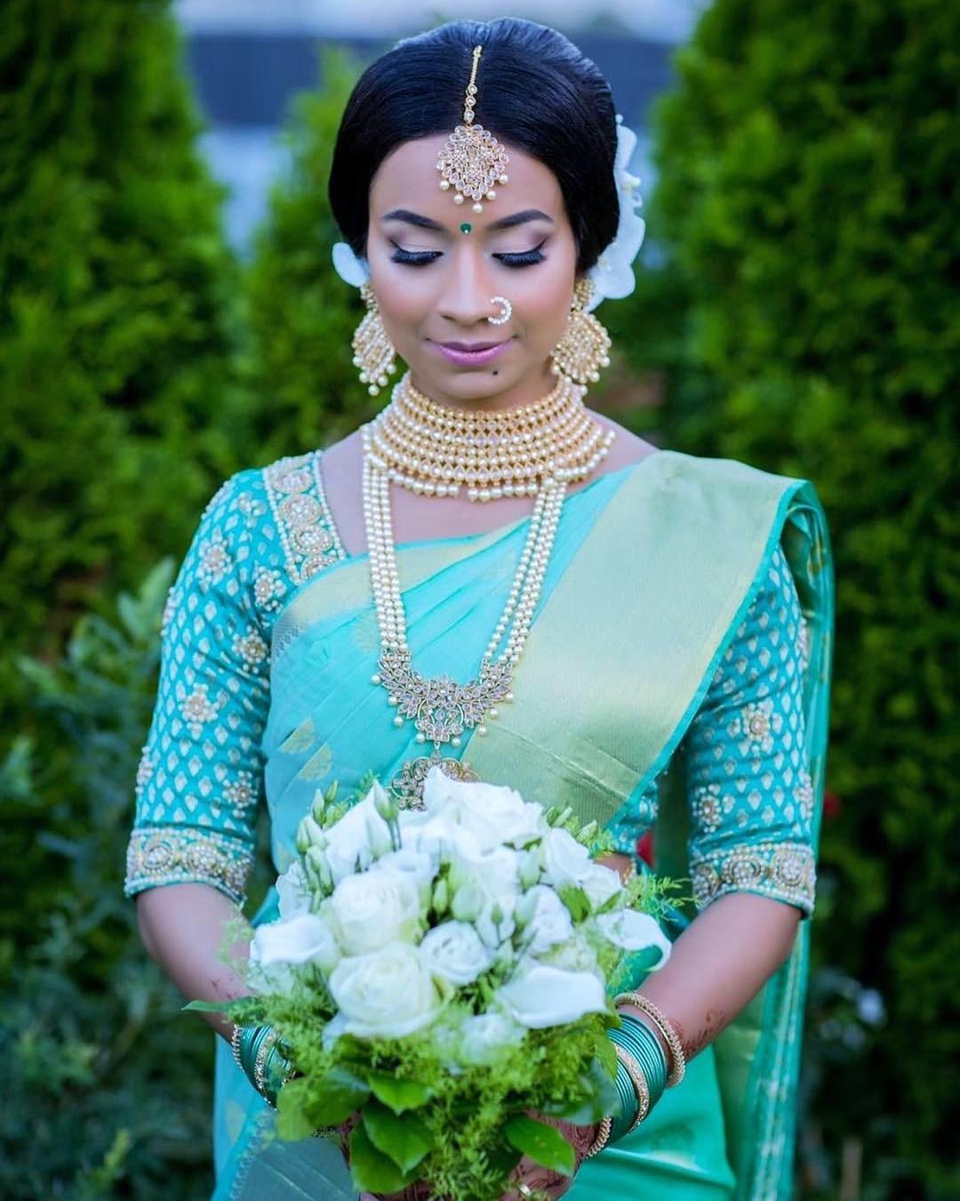 BLUE Bridal Kanchipuram Wedding WOVEN SILK BLEND Sarees - Pramukh Fab -  3712721