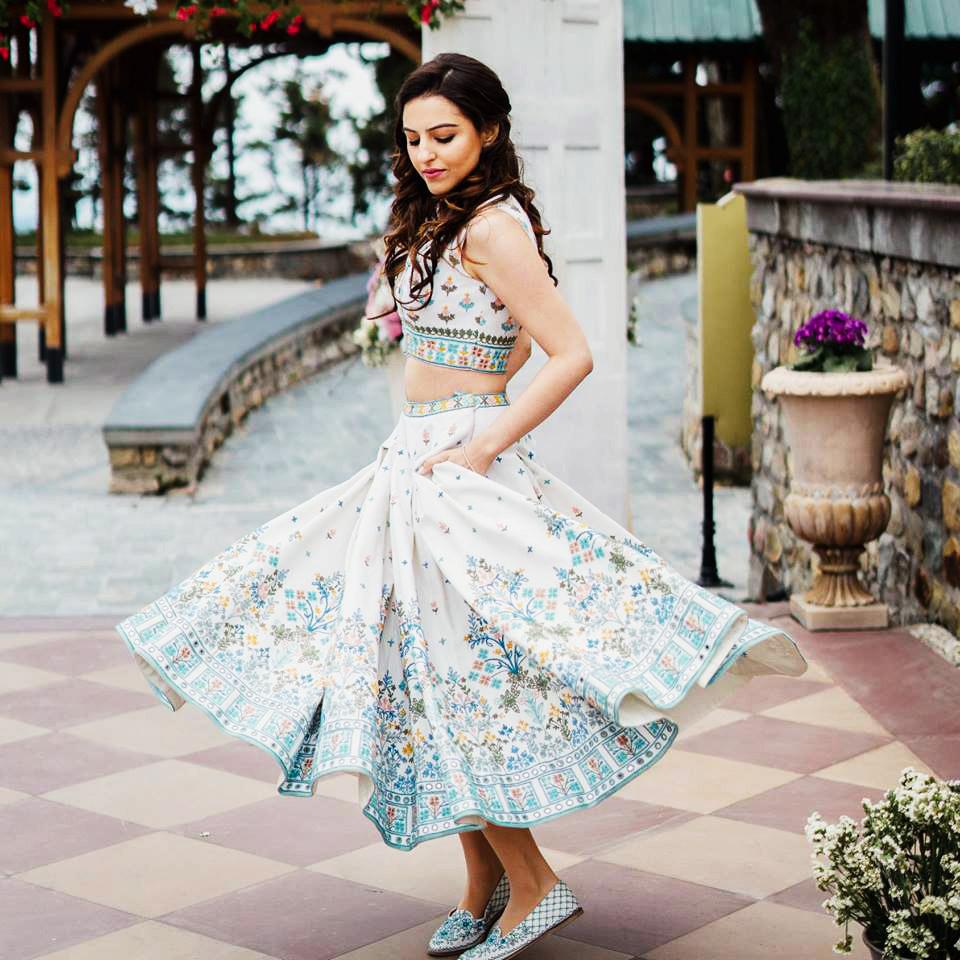 Printed Crop Top With Skirt