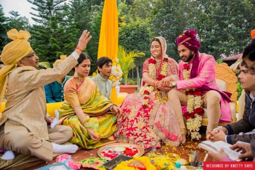 Parents blessing the couple during kanyadaan