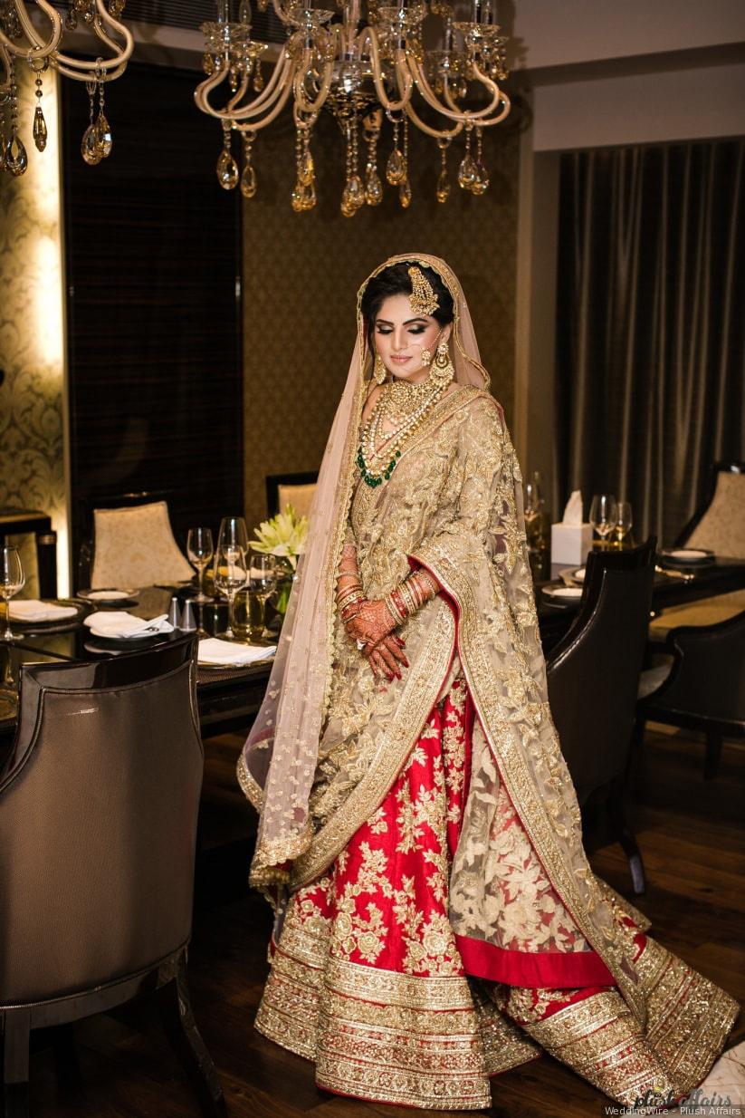 Bridal Lehenga Red And Golden Online | Punjaban Designer Boutique