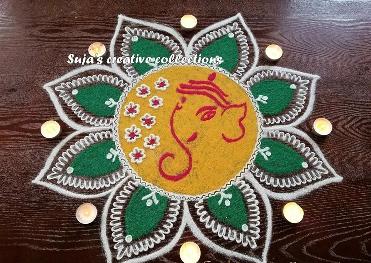 DIY- Easy Ganpati Rangoli Designs