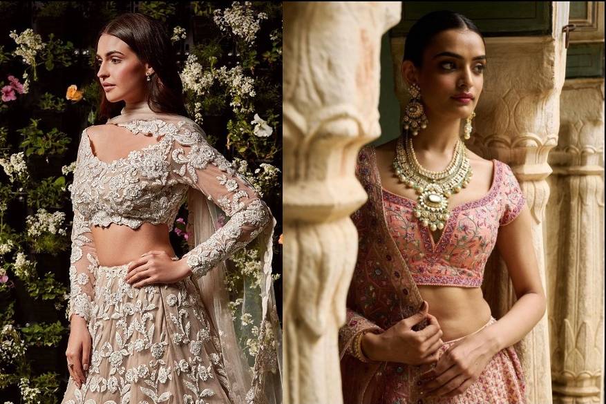 Bridal lehenga clearance blouse designs 2018