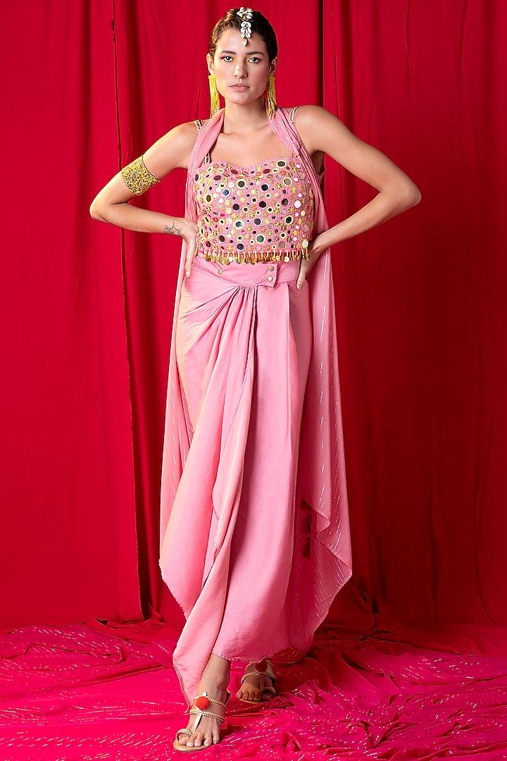 Buy Women's Aqua Indo-Western Drape Gown | Nidhika Shekhar