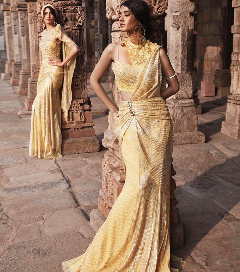 Pre stitched saree on sale gown