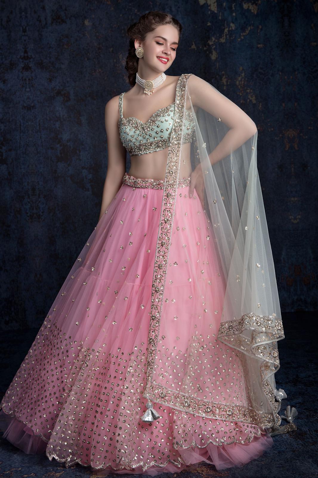Latest Simple Unique light pink lehenga choli for Indian bridal look |  Party wear lehenga, Designer lehenga choli, Bridal lehenga choli